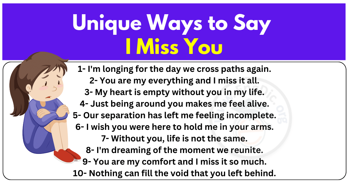 30+ Unique Ways to Say I Miss You - EngDic