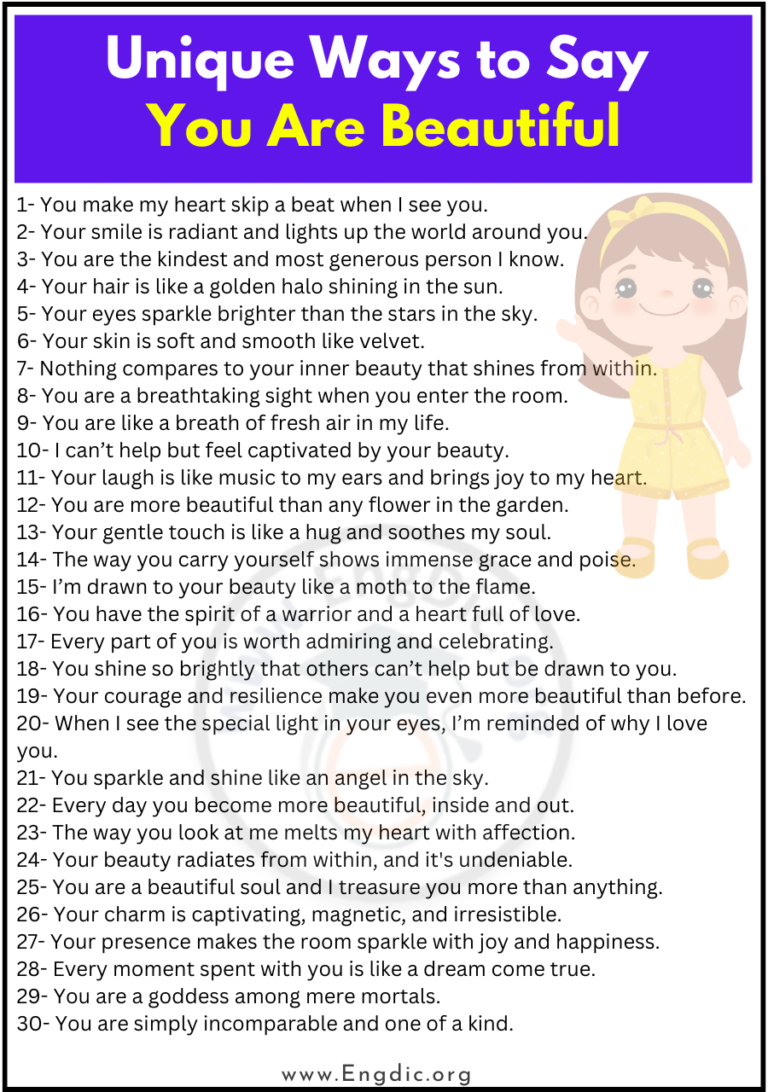 50 Poetic Unique Ways To Say You Are Beautiful Engdic 1515