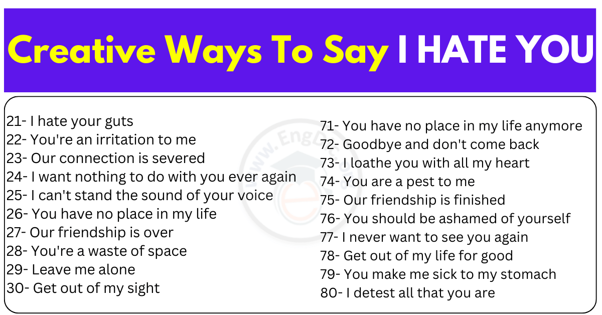 How To Say I Hate You In English