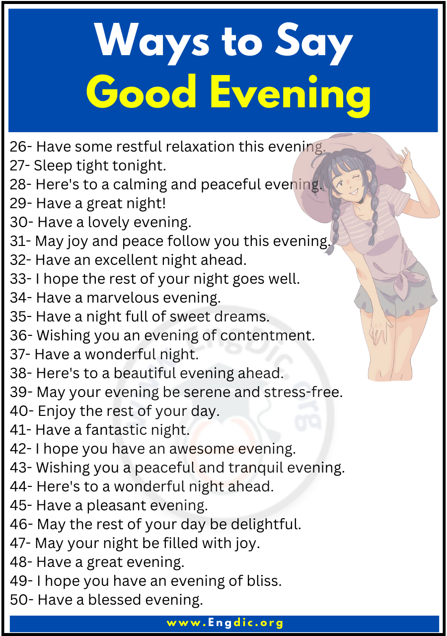 220+ Other Ways to Say Good Evening - EngDic