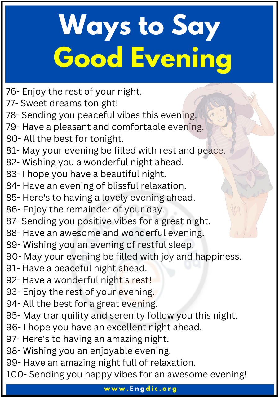 220+ Other Ways To Say Good Evening   EngDic