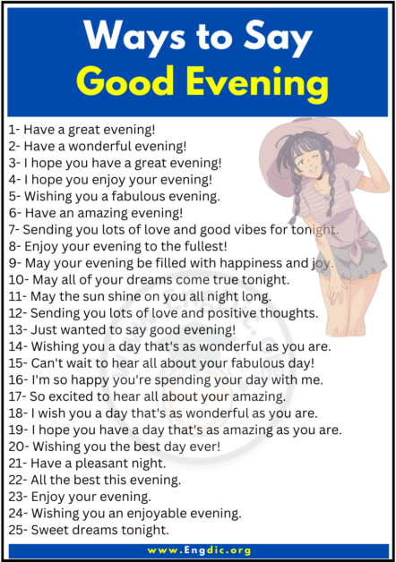 220+ Other Ways to Say Good Evening - EngDic