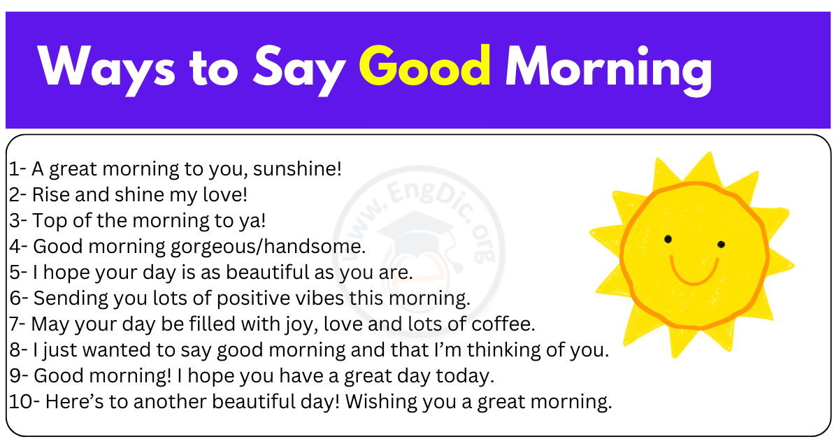 150+ Cute, Sweet, Romantic Ways to Say Good Morning - EngDic