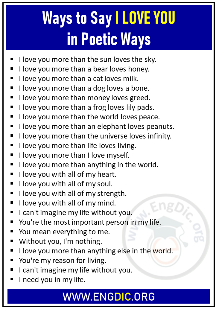 Ways to Say I LOVE YOU in Poetic Ways