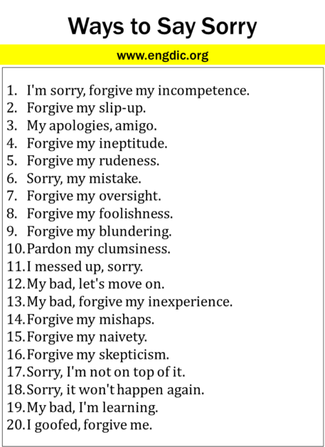 +100 Funny Ways to Say Sorry - EngDic