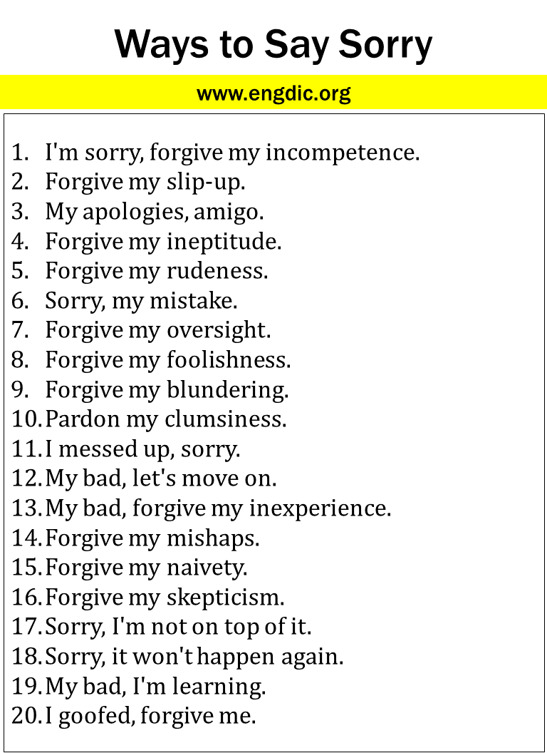 Ways to Say Sorry Slide 1