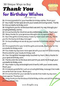 50 Unique Ways to Say Thank You for Birthday Wishes - EngDic