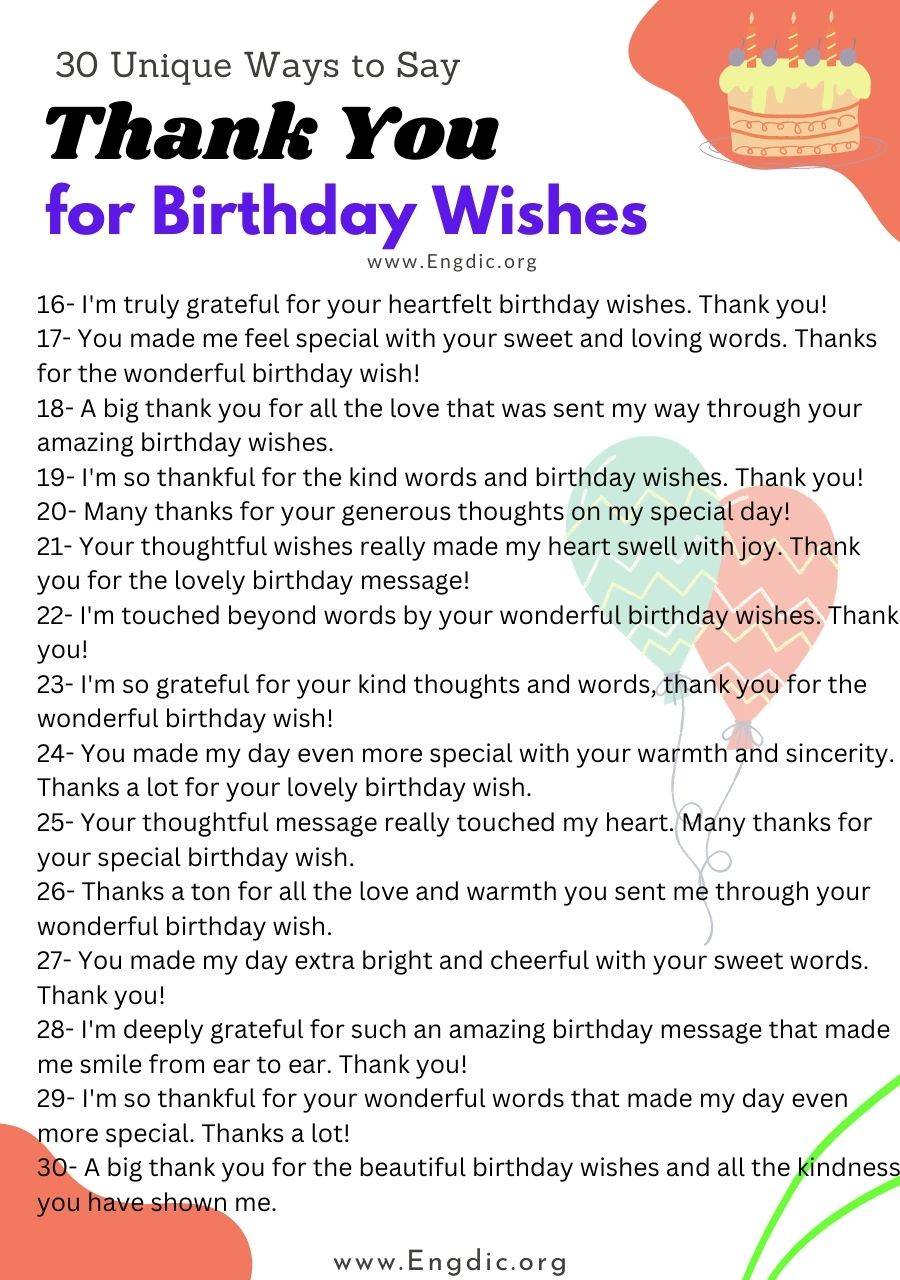 30 Unique Ways to Say Thank You for Birthday Wishes - EngDic