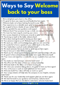 220+ Other Ways to Say Welcome Back, Synonyms of Welcome Back - EngDic