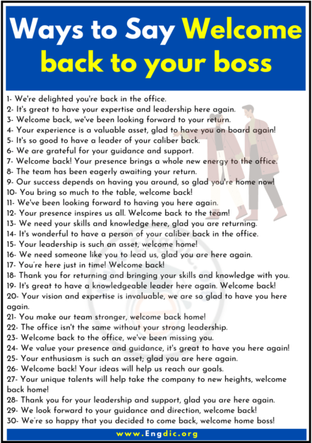 220+ Other Ways to Say Welcome Back, Synonyms of Welcome Back - EngDic