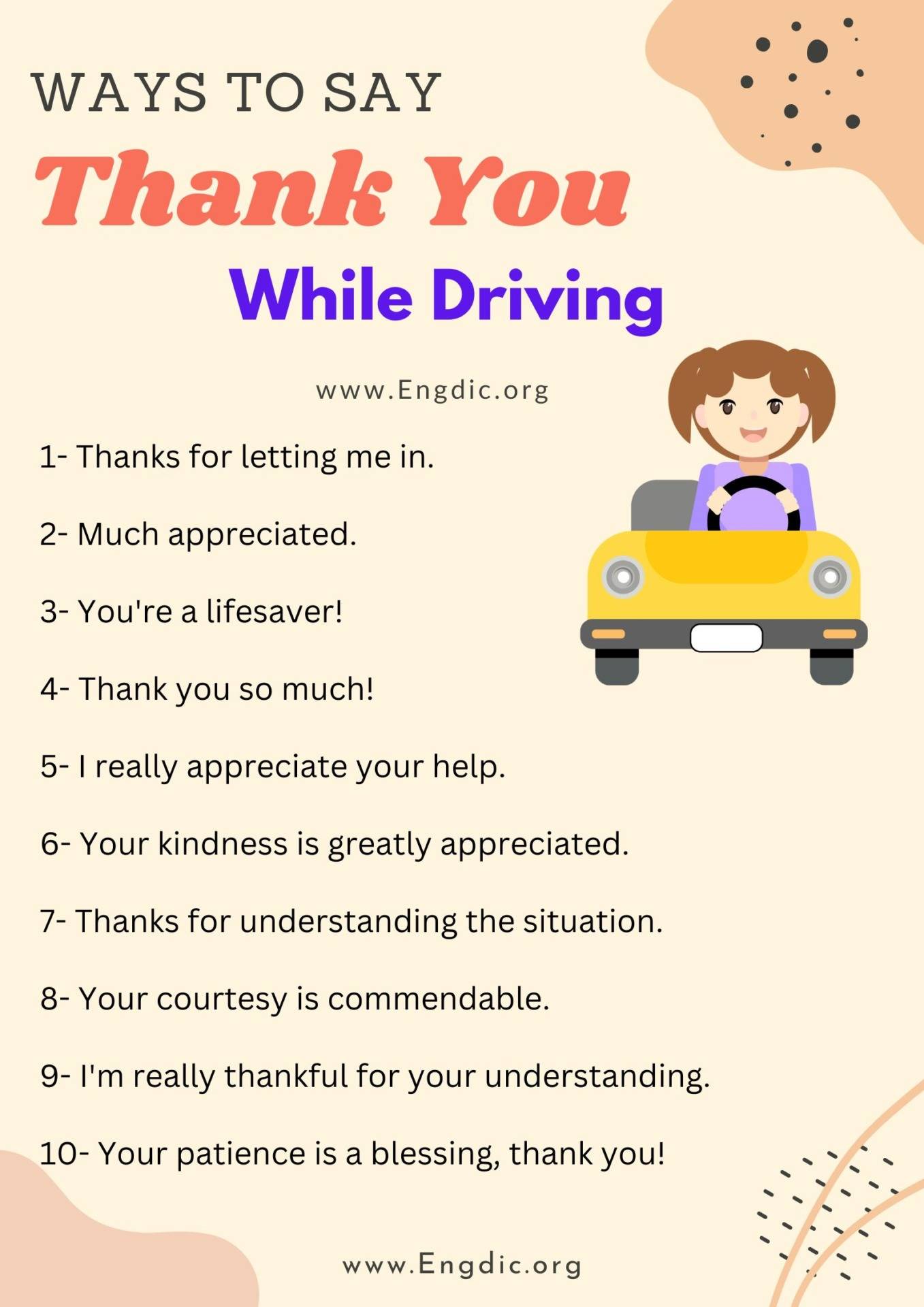 Ways to say thank you While Driving