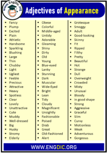 Appearance Adjectives List: Words to Describe Appearance and Character ...