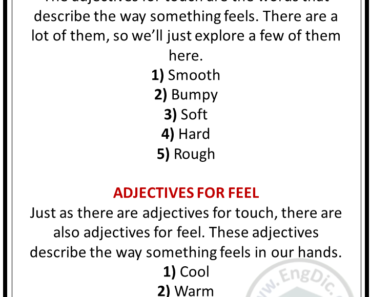 List of Adjectives for Touch and Feel