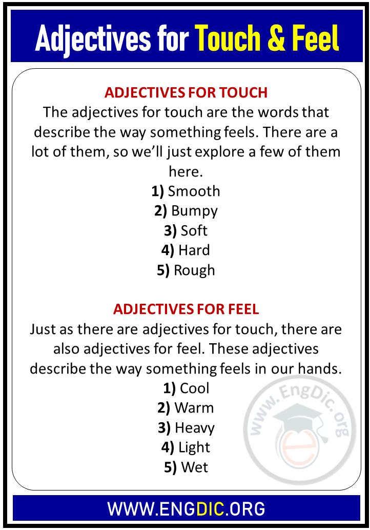 List Of Adjectives For Touch And Feel EngDic