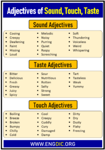 100+ Adjectives of Sound, Adjectives of Touch, & Adjectives of Taste ...