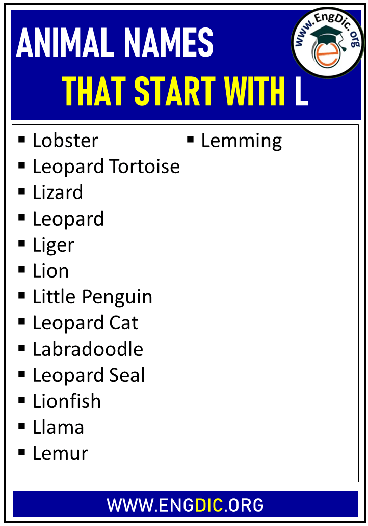 animal names that start with l