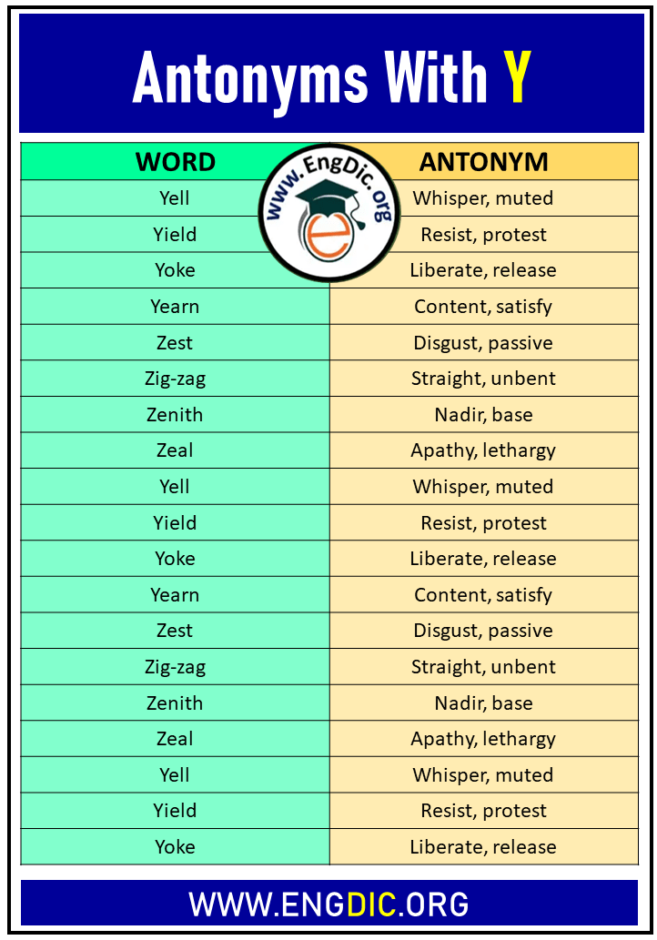 antonyms with y