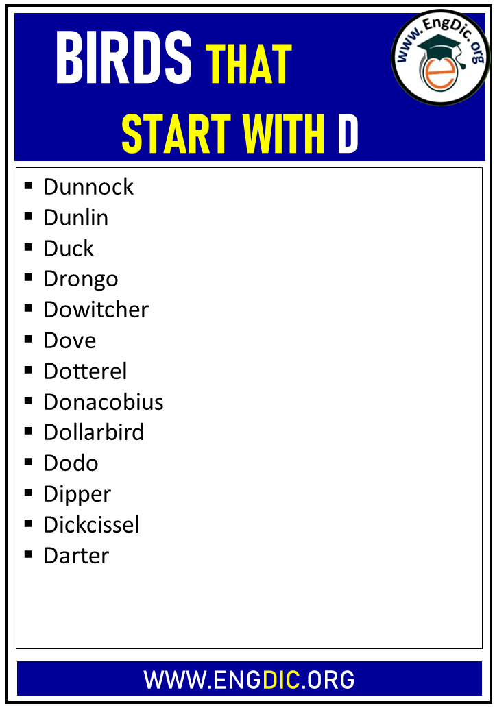 birds that start with d