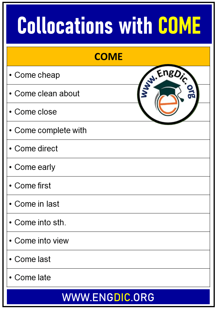 collocations with come