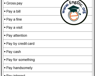 Collocations With Pay, Pay Collocations List