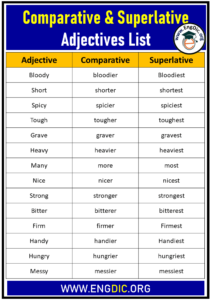 50+ Comparative and Superlative Adjectives List - EngDic