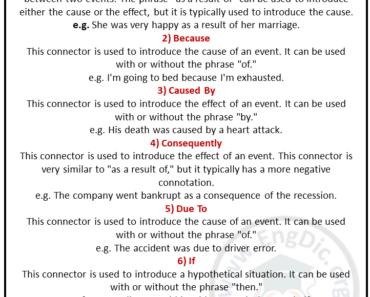 Connectors of Cause and Effect (Definition and Examples)