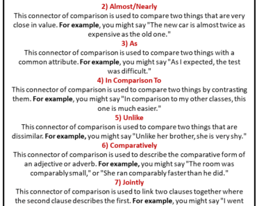 Connectors of Comparison (Definition and Example Sentences)