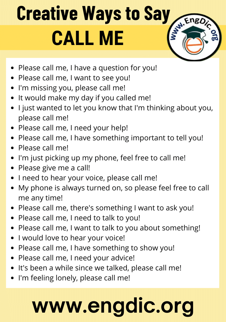 75 Cute Creative Ways To Say Call Me EngDic
