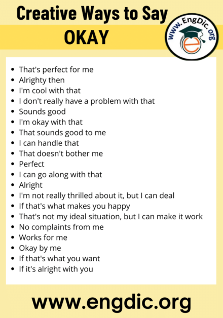 20+ Creative Ways to Say Okay - EngDic