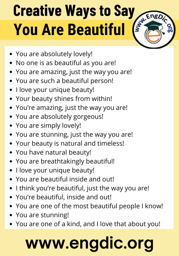 creative ways to say you are beautiful