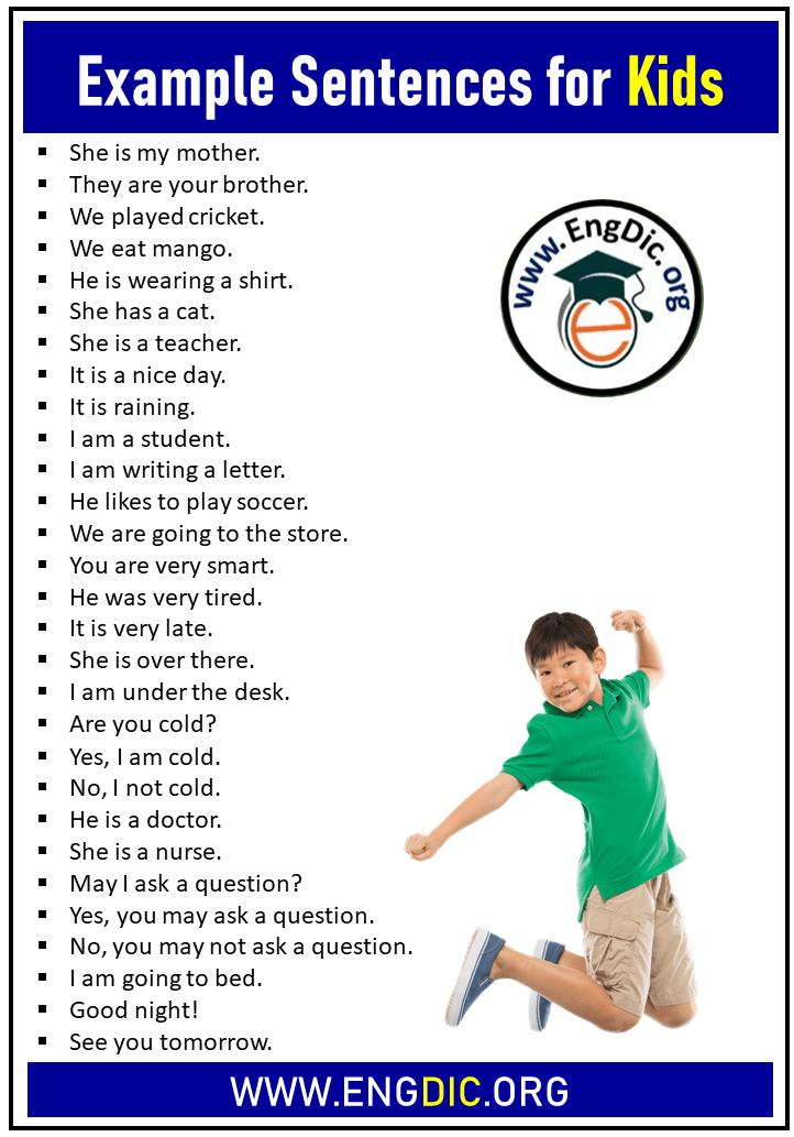 example sentences for kids