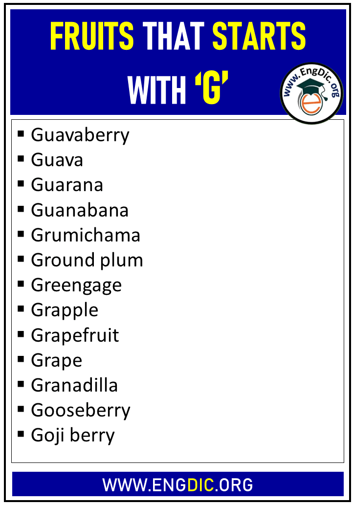 fruits that starts with g