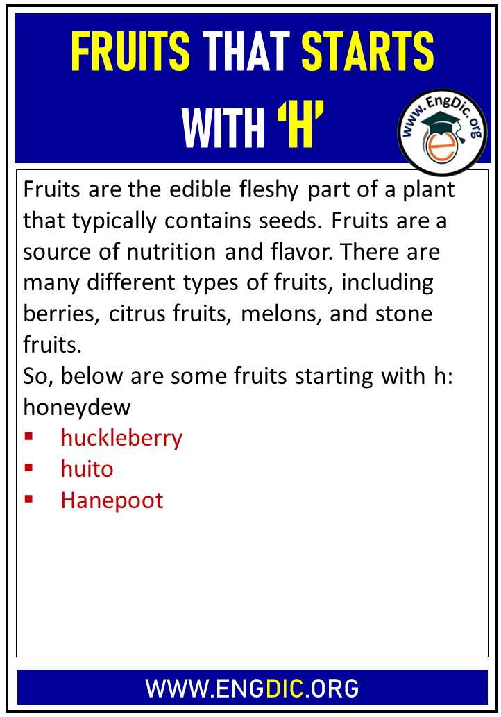 fruits that starts with h