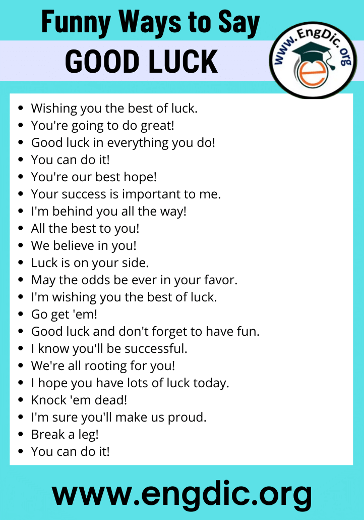 50+ Flirty and Funny Ways to Say Good Luck - EngDic