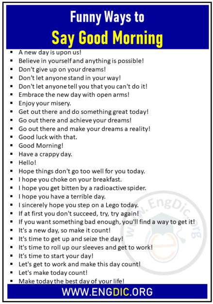 100+ Funny Ways to Say Good Morning – EngDic