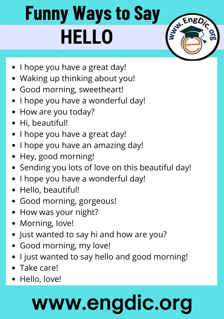 Funny Ways To Say Hello - EngDic