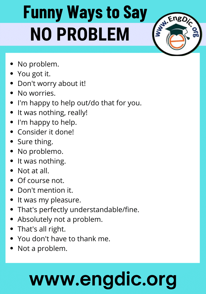 30+ Funny Ways to Say No Problem - EngDic