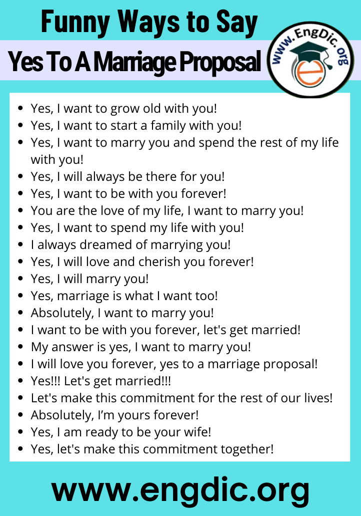 Funny Ways to Say Yes To A Marriage Proposal - EngDic