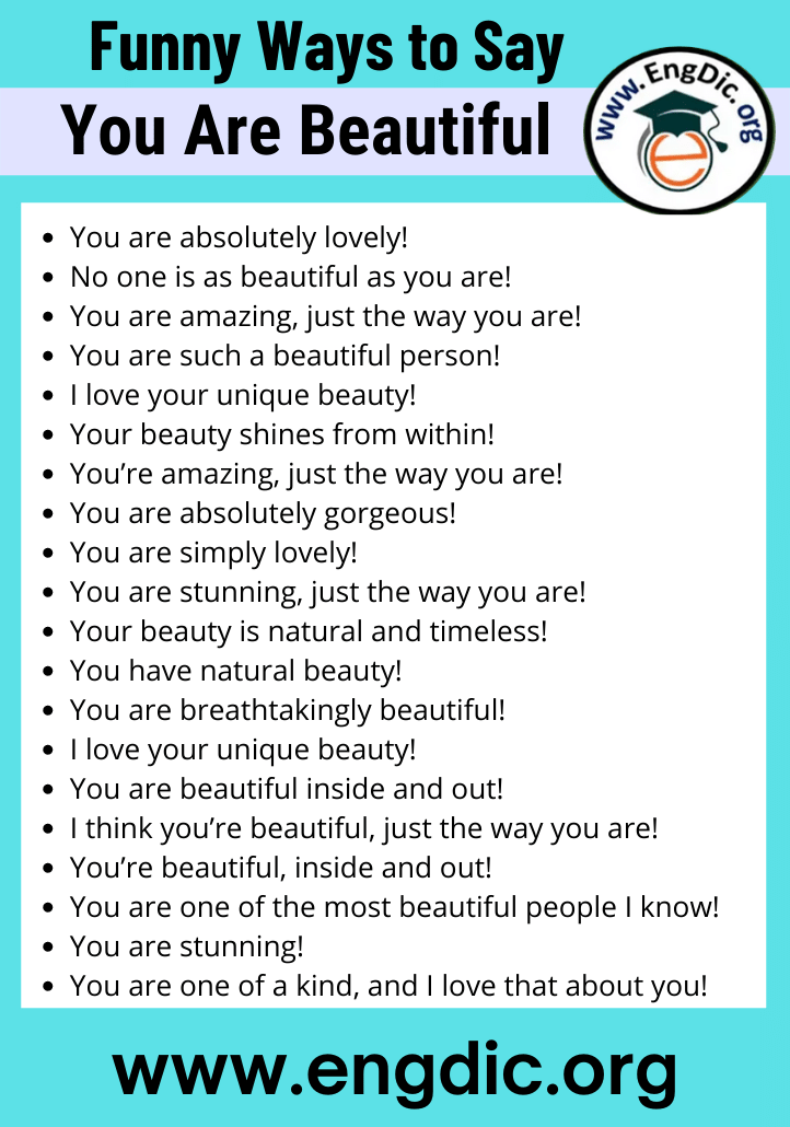 funny ways to say you are beautiful