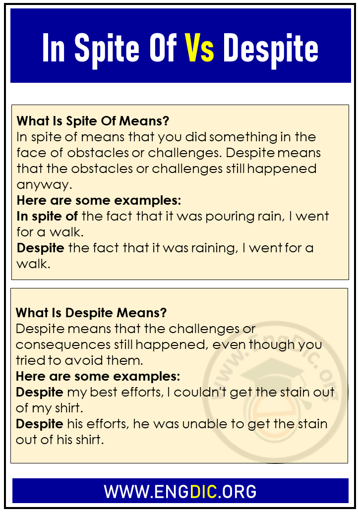 Difference Between In Spite Of And Despite With Examples