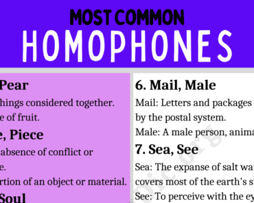 10 Homophone Words List (Meanings & Sentences)