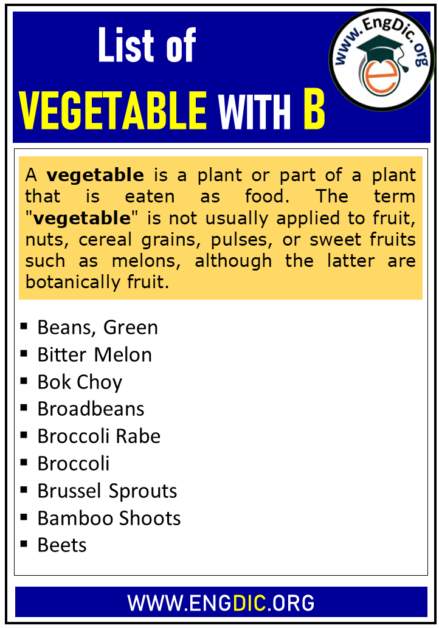 List Of Vegetables That Start With B - EngDic