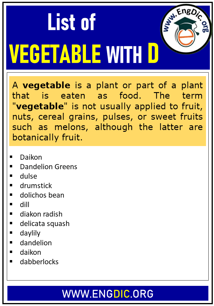list of vegetable with d
