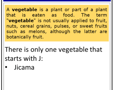 List of Vegetables With J