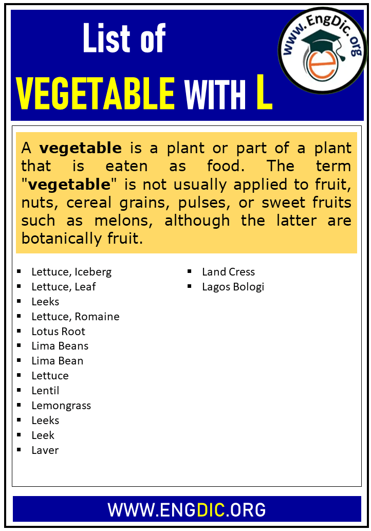 list of vegetable with l