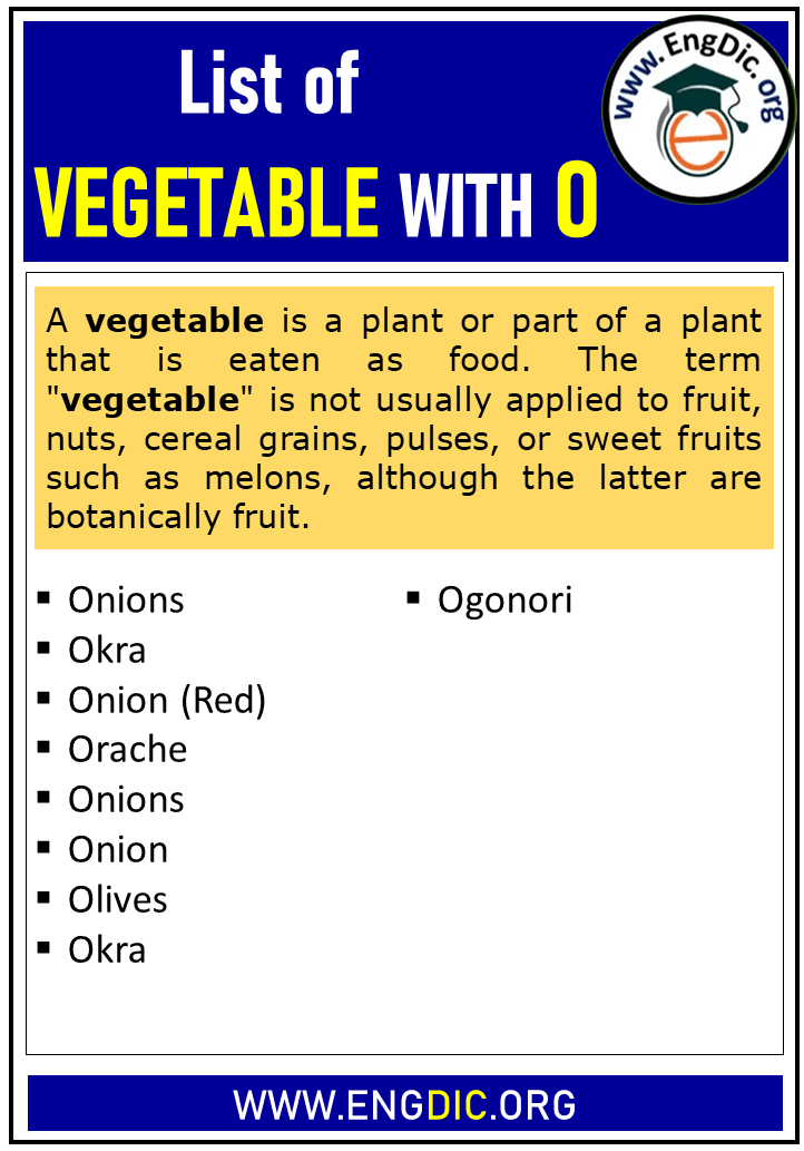 list of vegetable with o