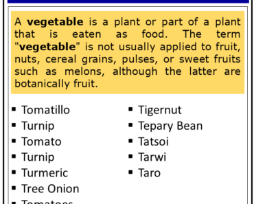 List of Vegetables With T