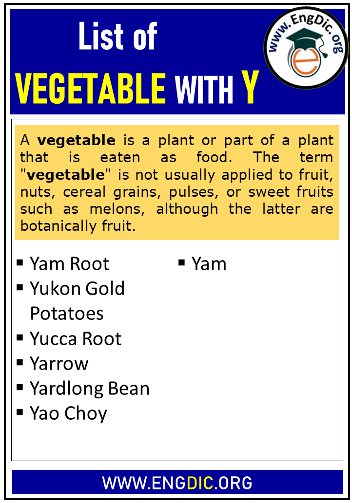 list of vegetable with y