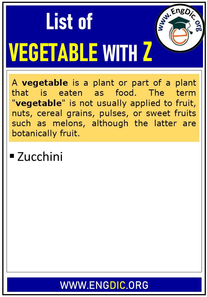 list of vegetable with z