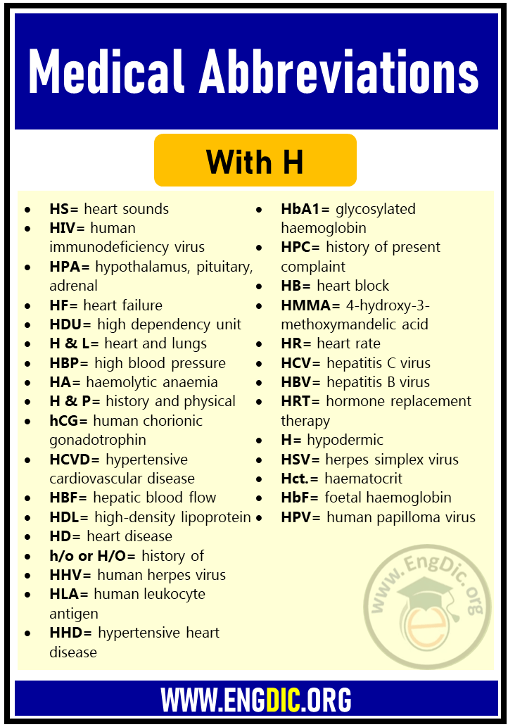 medical abbreviations with h 1